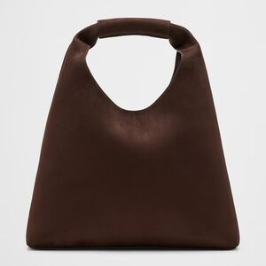 Vegan Leather Mini Slouchy Tote - Chocolate Suede